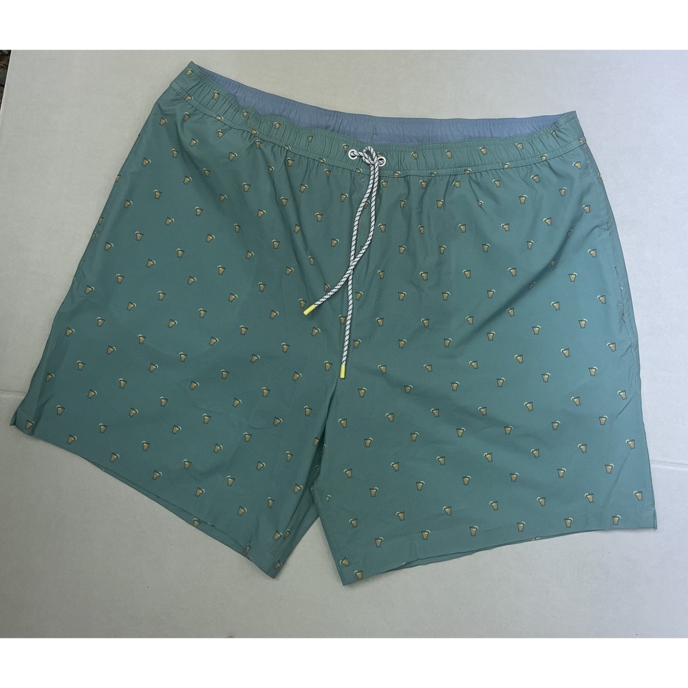 Bonobos Men Shorts‎ Swim Trunks Green Drawstring Size 2XL
